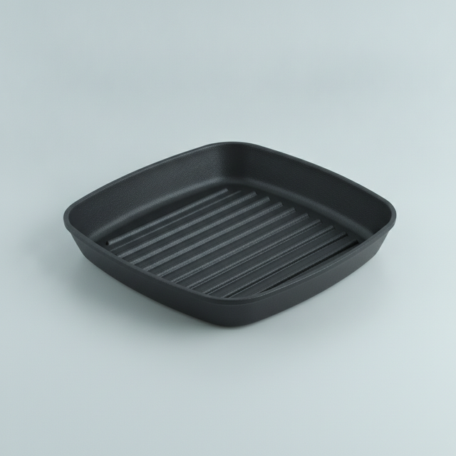 Grillpan geribbeld, vooraanzicht