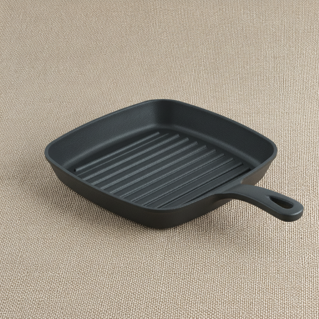 Grillpan geribbeld, zijaanzicht